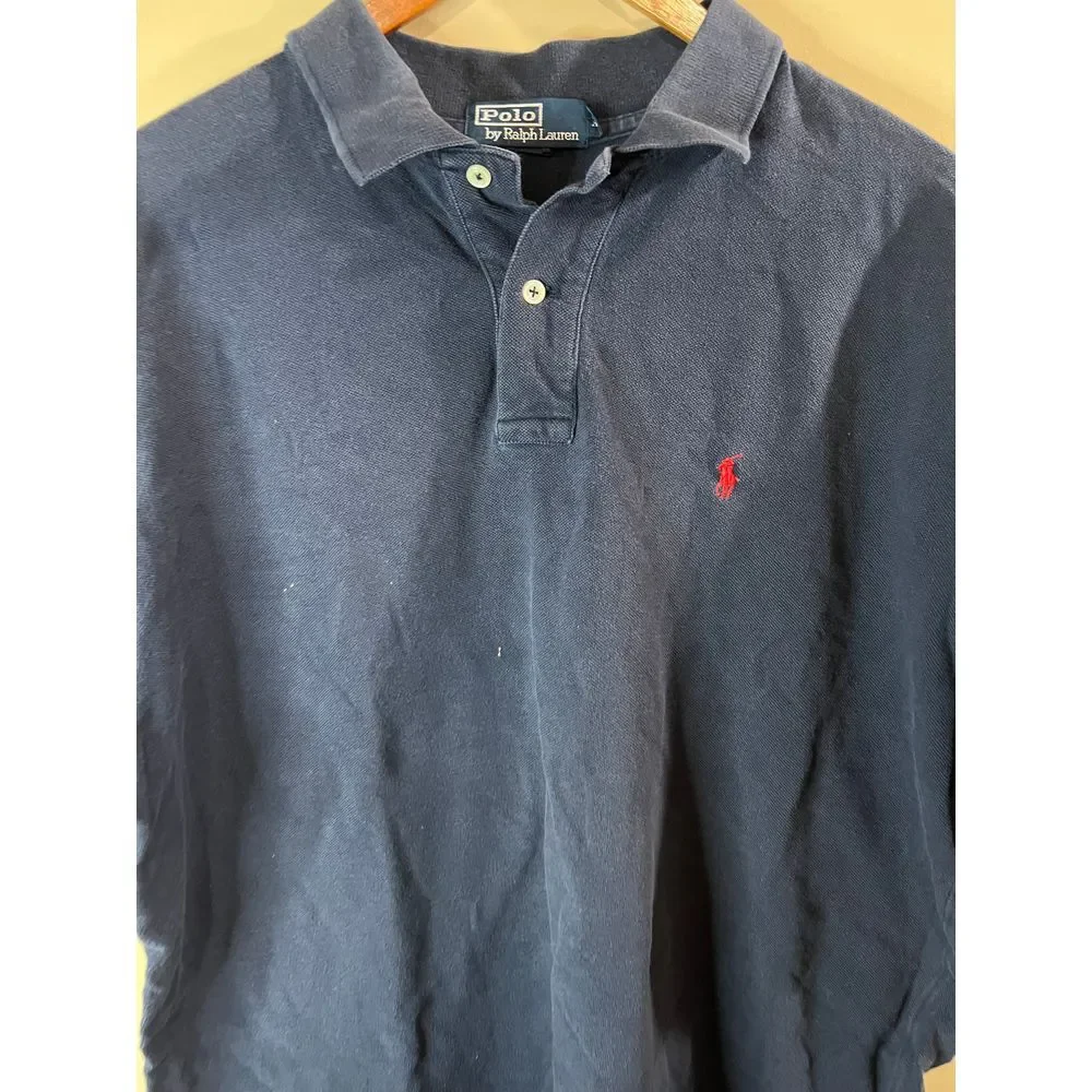 Ralph Lauren Classic Navy Blue Polo Shirt with Red‎ Logo Short Sleeve Shirt